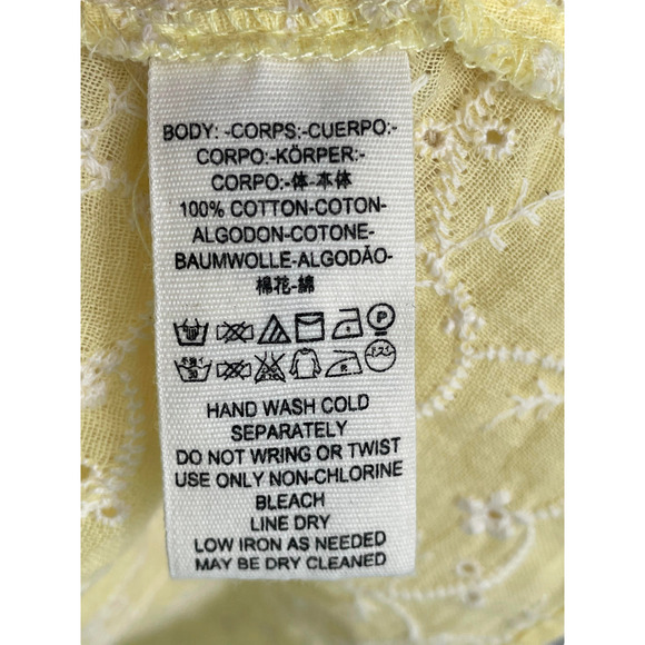 Free People Womens Down From The Clouds Button Down Blouse Yellow SZ M - Picture 7 of 8